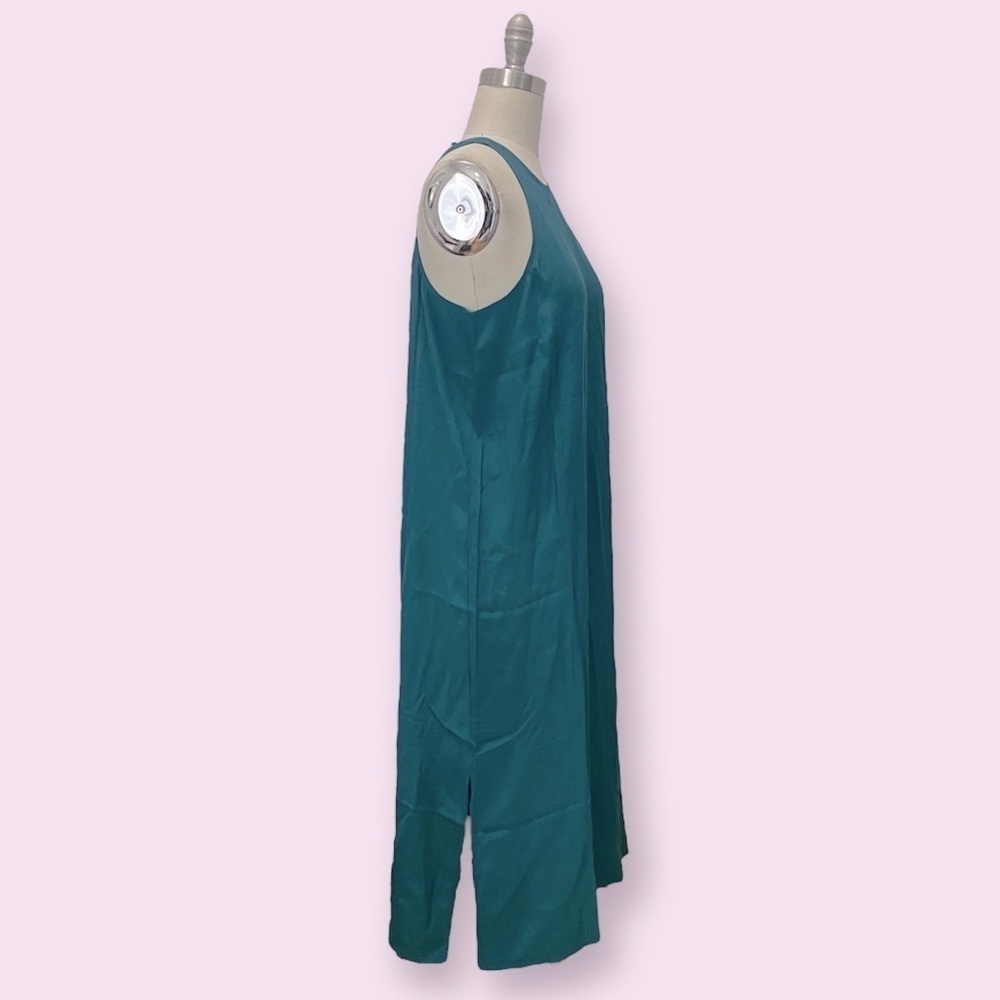 Women’s Satin Keyhole Back High Neckline Slip Dress A New Day Teal Size M - Picture 2 of 7